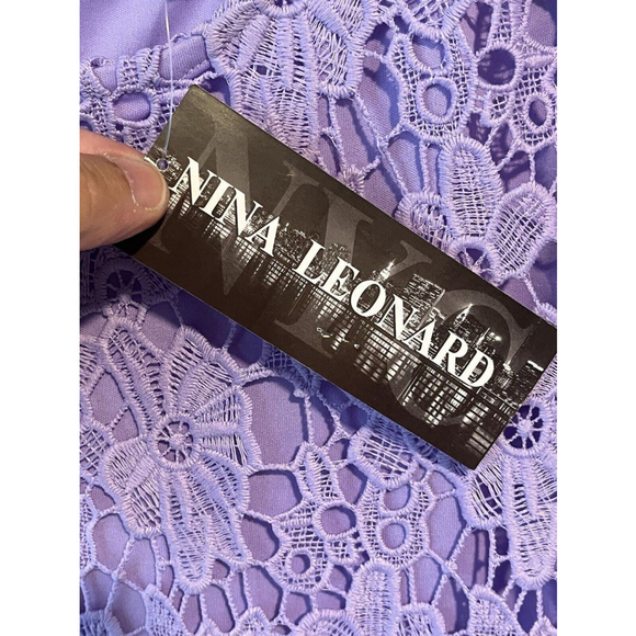 Nina Leonard Purple Floral Crochet Midi Dress Medium - Picture 7 of 11